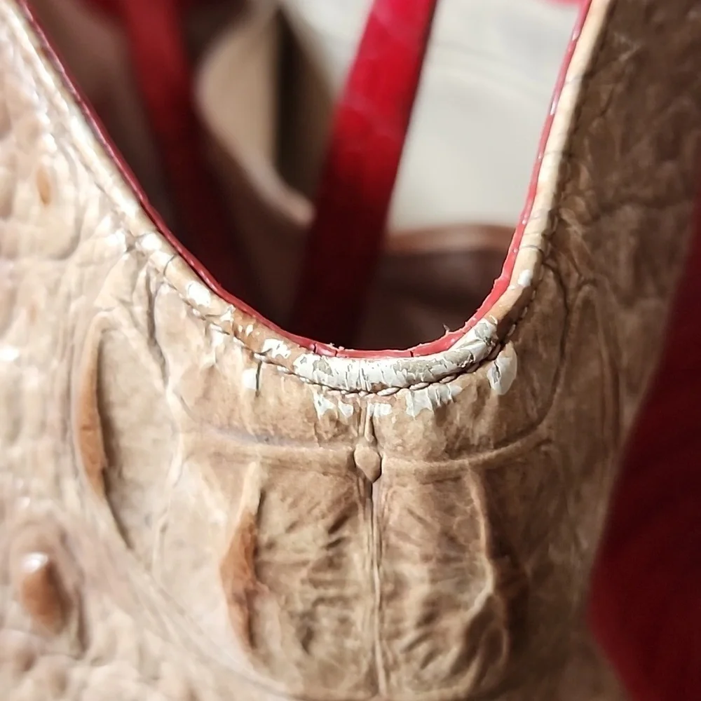 Brahmin Marianna Ember Fuego Genuine Croc Embossed Leather Shoulder Bag - Picture 12 of 12